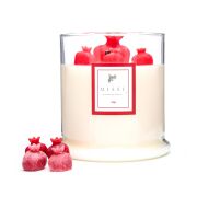 Büyük Üfleme Cam Ahşap Fitilli Nar Vegan Mum (380 gr)