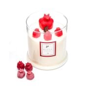 Büyük Üfleme Cam Ahşap Fitilli Nar Vegan Mum (380 gr)