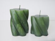 Yeşil 2'li Burgulu Blok Mum Seti