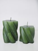 Yeşil 2'li Burgulu Blok Mum Seti