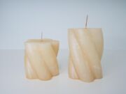 Ekru 2'li Burgulu Blok Mum Seti