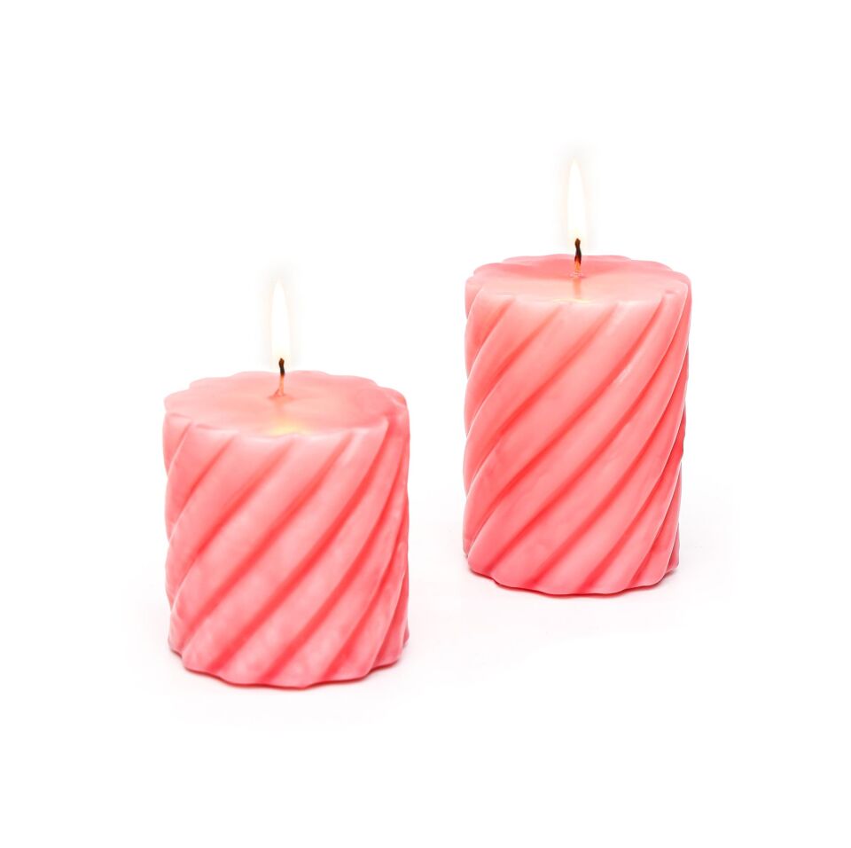 Pembe 2'li Spiral Blok Mum Seti