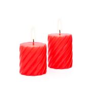 2li Kırmızı Spiral Blok Mum Seti