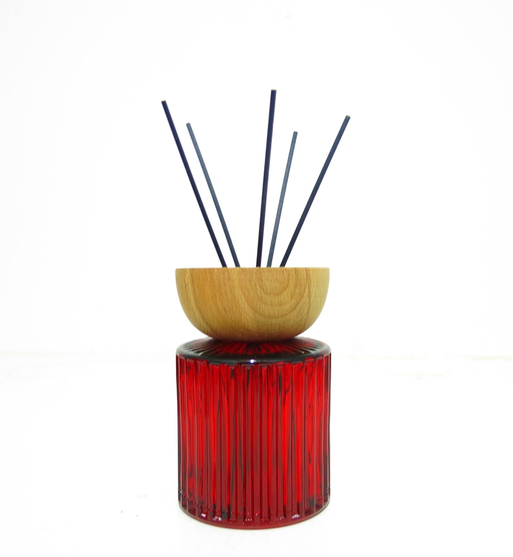 Hint Esintisi 200 ml Ahşap Boyunlu Kırmızı Çizgi Kabartmalı Şişe Spice Orange Oda Kokusu