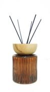 Hint Esintisi 200 ml Ahşap Boyunlu Kahverengi Çizgi Kabartmalı Şişe Amber Wood Oda Kokusu