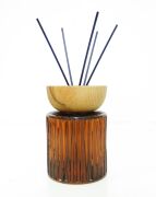 Hint Esintisi 200 ml Ahşap Boyunlu Kahverengi Çizgi Kabartmalı Şişe Amber Wood Oda Kokusu