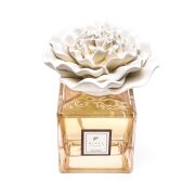 500 ml Kare Amber Şişe Çiçek Seramik Taşlı Dark Amber Oda Kokusu