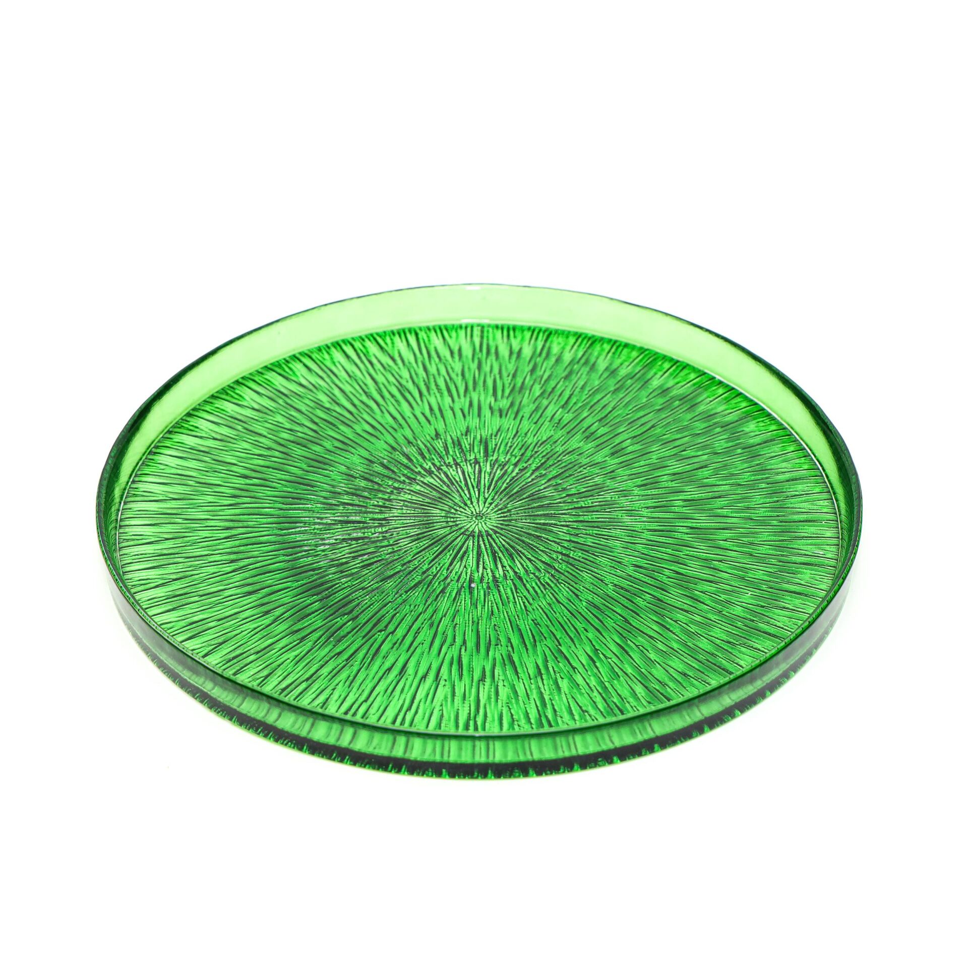 Dekoratif Yeşil Cam Sunumluk Tepsi/Tabak