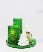 Dekoratif Yeşil Cam Sunumluk Tepsi/Tabak