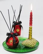 Dekoratif Yeşil Cam Sunumluk Tepsi/Tabak