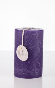 7X12 cm Lavanta Taşlı Mor Silindir Mum
