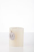 7x8 Ekru Lavanta Taşlı Silindir Mum