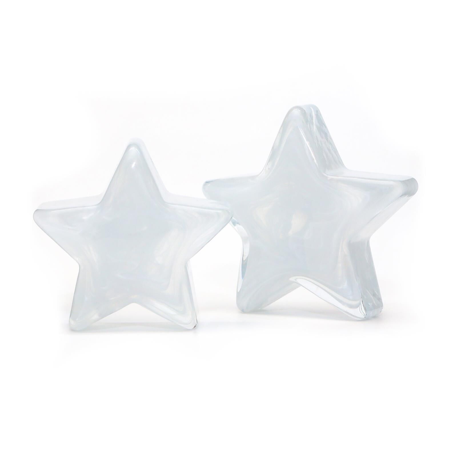 Dekoratif Beyaz El Yapımı Cam Yıldız Obje-8 cm