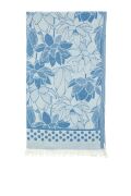 Mavi Nilüfer Desen Jakarlı Pamuk Peştemal