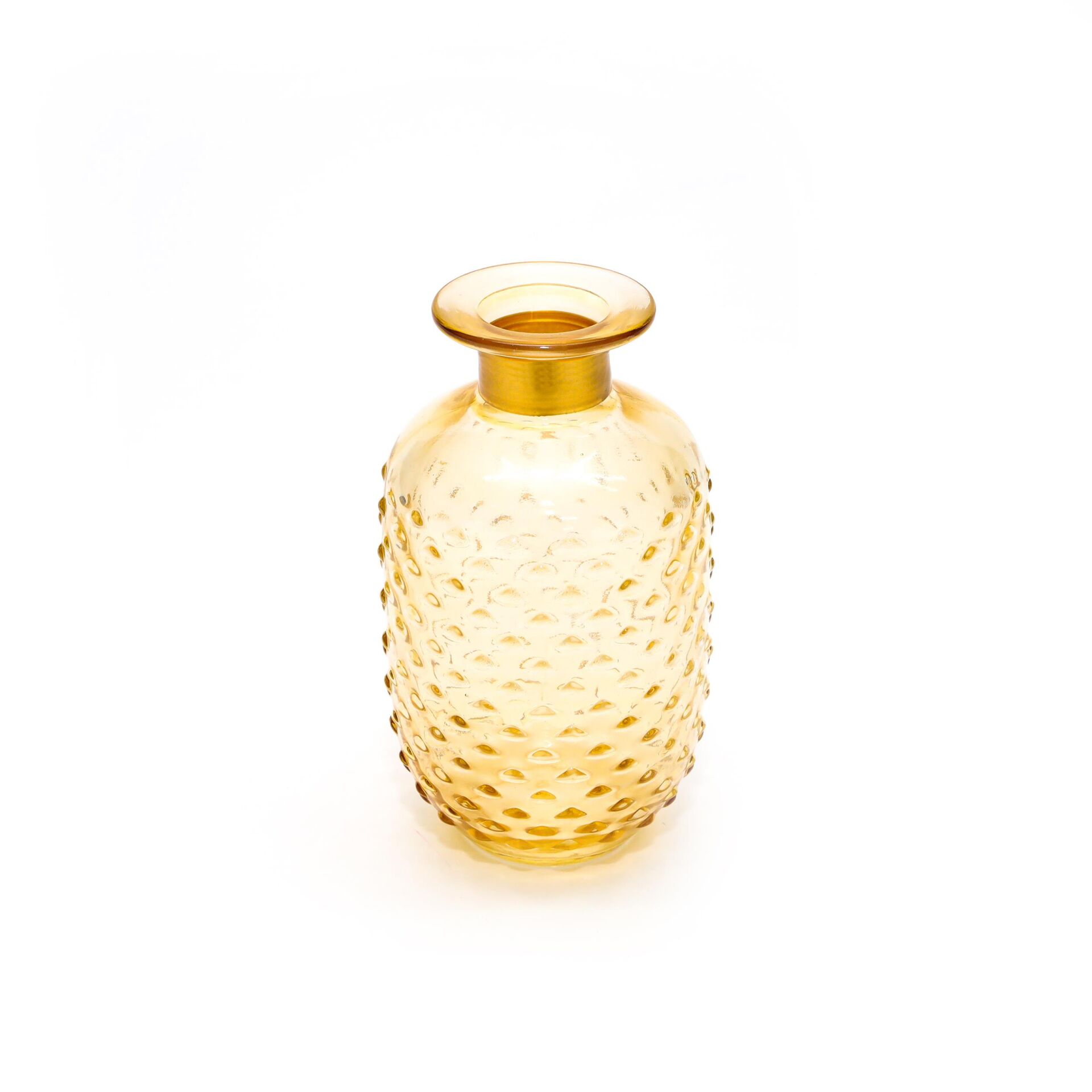 Gold Boyunlu Amber Cam Vazo (15 CM)