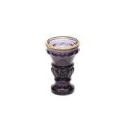 Gold Detaylı Antrasit Kristal Cam Şamdan Mumluk (Tekli)