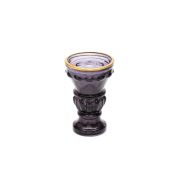 Gold Detaylı Antrasit Kristal Cam Şamdan Mumluk (Tekli)