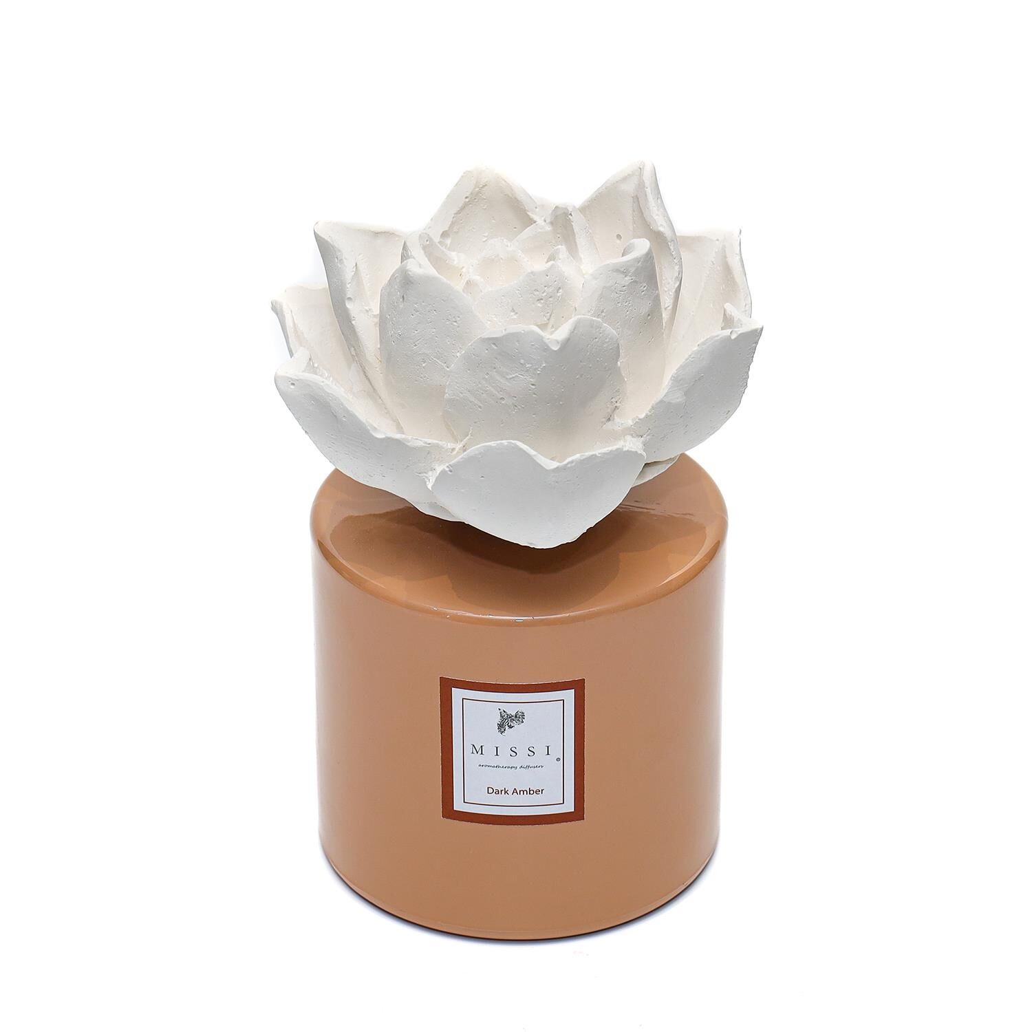 500 ml Vizon Parlak Şişe Şakayık Seramik Taşlı Dark Amber Oda Kokusu