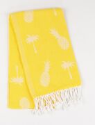 Sarı Tropik Desen Pamuk Peştemal