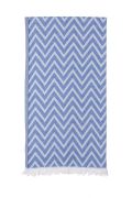 Mavi Zikzak Jakarlı Pamuk Peştemal