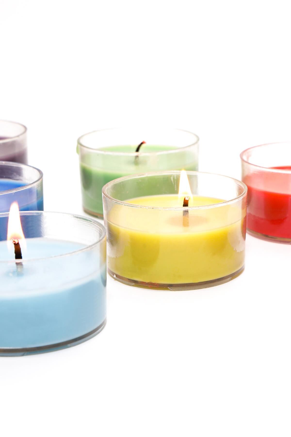 7 Chakra Meditasyon Kristal Kap İçi Renkli Mum Seti (Small)