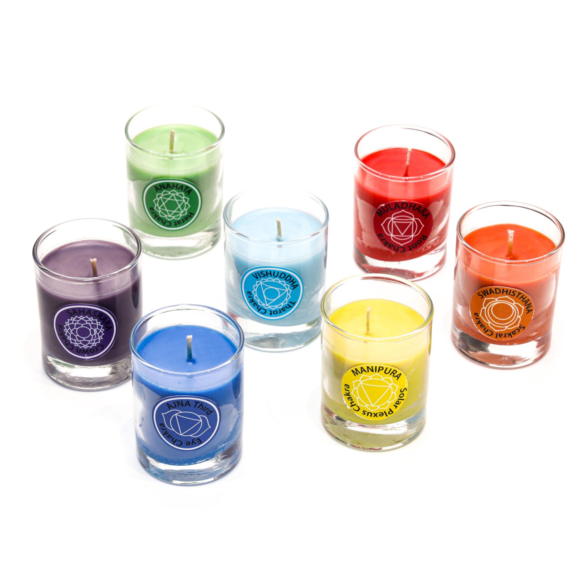 7 Chakra Meditasyon Cam Shot Bardak Vegan Mum Seti