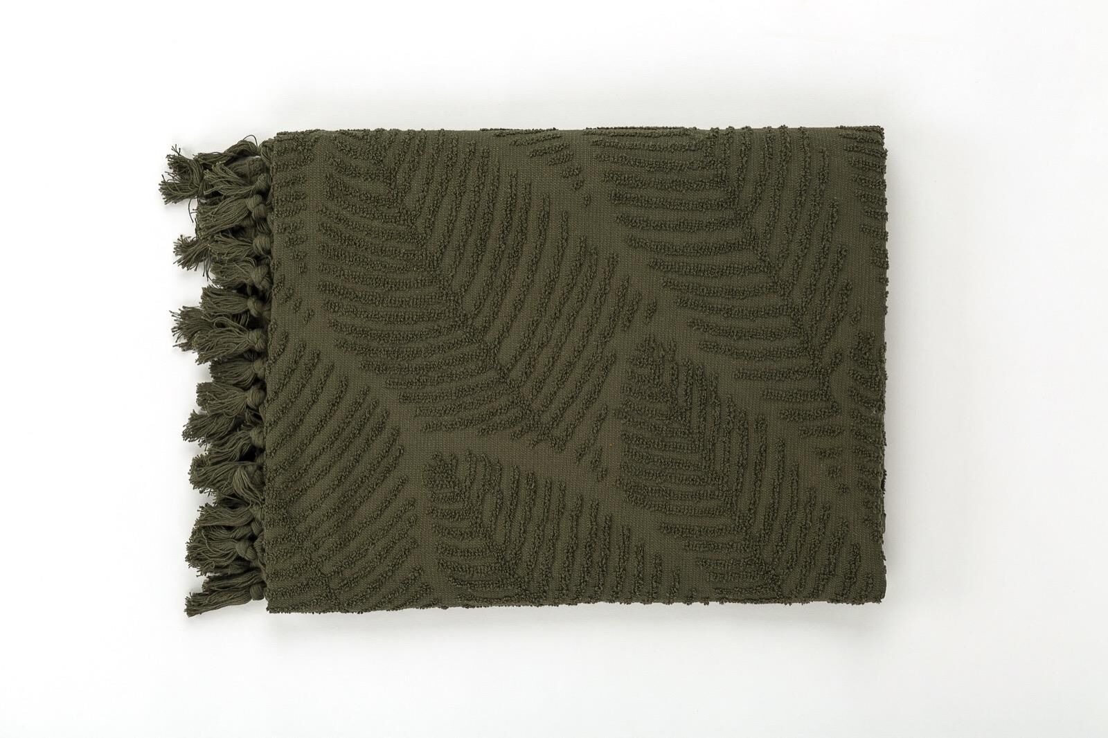 MİSSİ HAKİ YAPRAK JAKARLI PAMUK PLAJ HAVLUSU