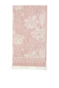Pembe Nilüfer Desen Jakarlı Pamuk Peştemal