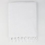 MİSSİ EKRU YAPRAK JAKARLI PAMUK PLAJ HAVLUSU