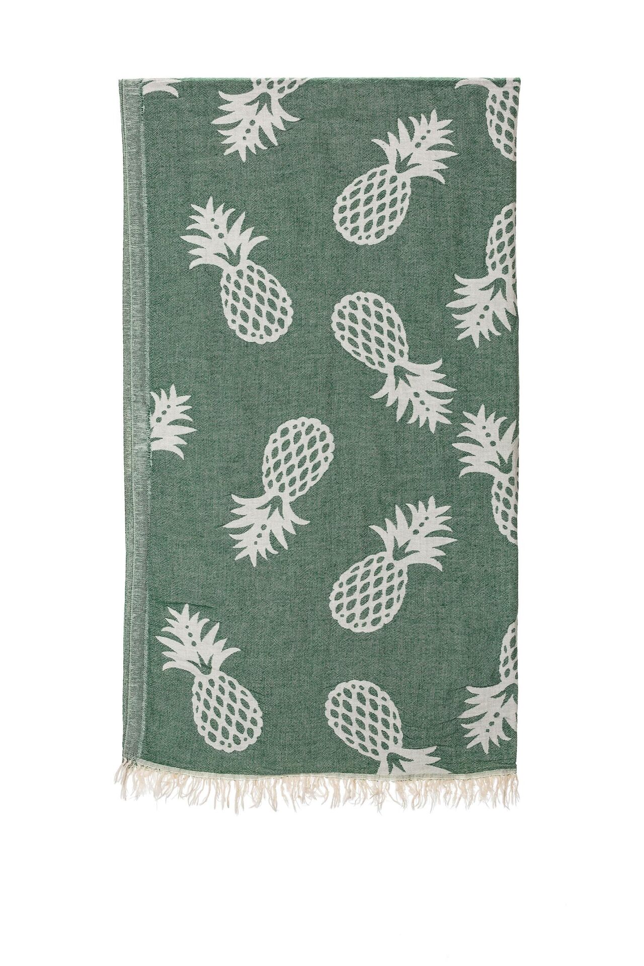 Yeşil Ananas Jakarlı Doubleface Pamuk Peştemal