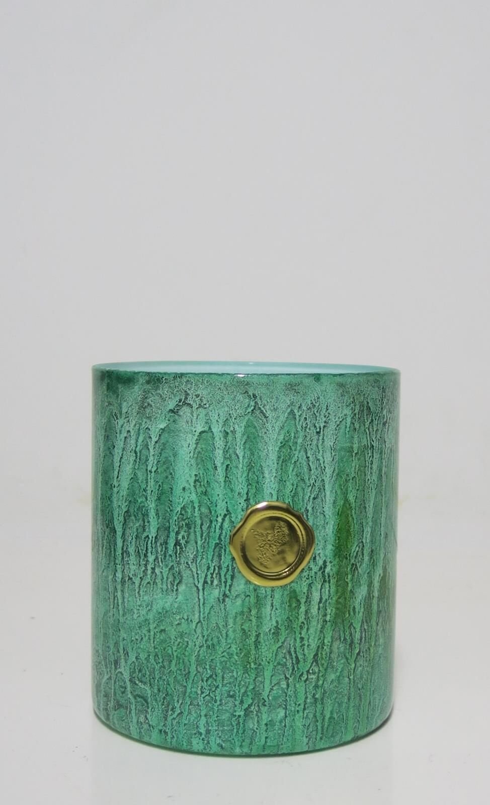 Yeşil Batik Desenli Cam Bardak Mumluk ve Tealight Seti