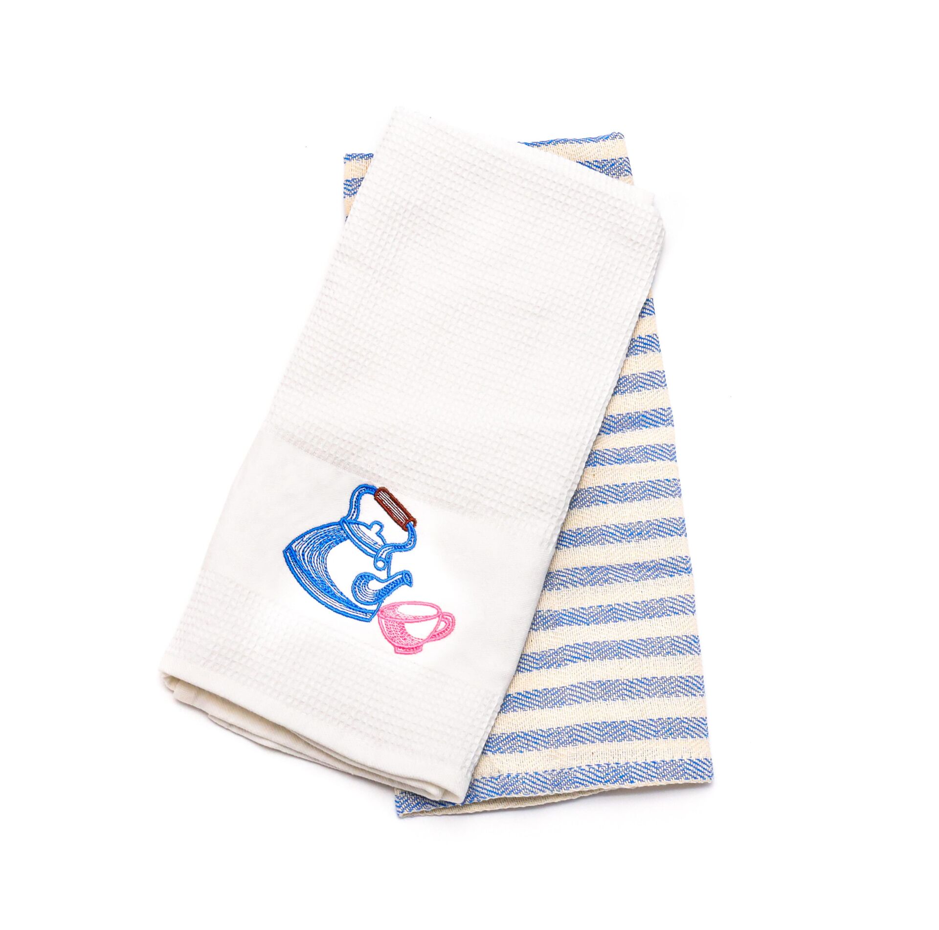 2'li Çaydanlık Nakışlı Pamuk Kurulama Bezi