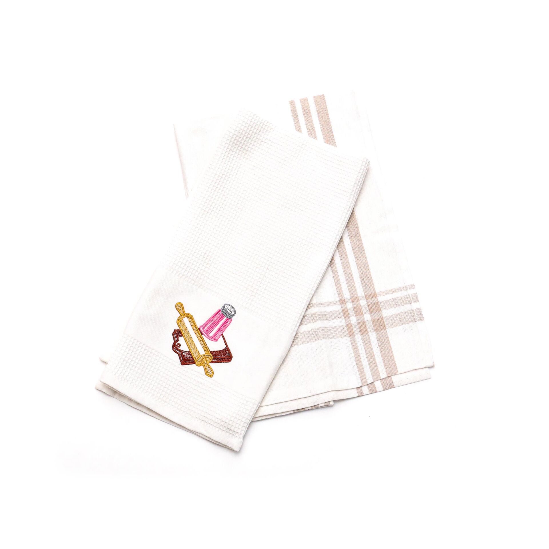 2'li Büyük Tuzluk Nakışlı Pamuk Kurulama Bezi