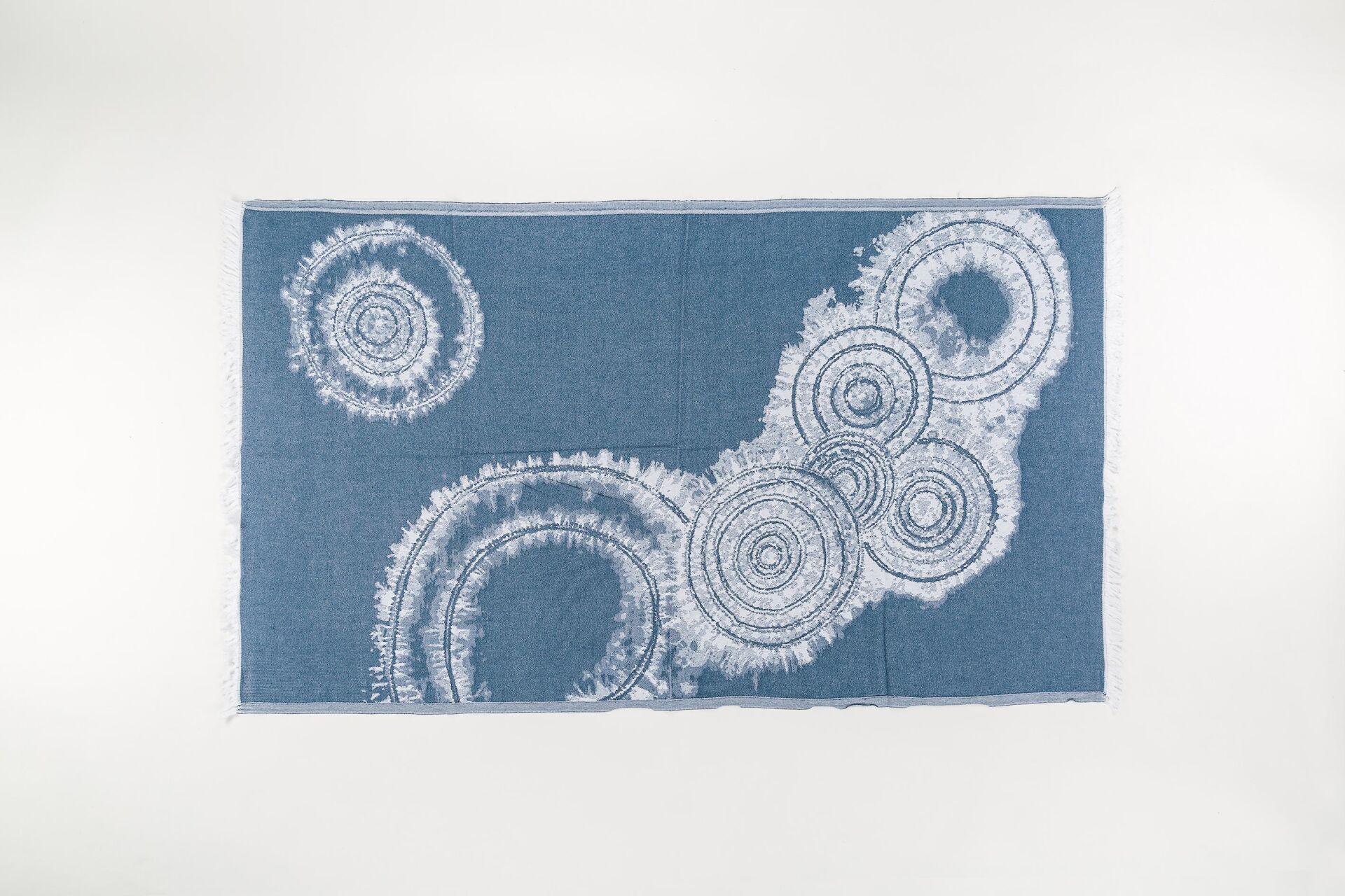 Mavi Shıborı Jakarlı Pamuk Peştemal