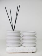 Taştan Black Vanilya Gri Spiral Oda Kokusu ve Vegan Mum Seti