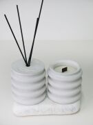 MİSSİ TAŞTAN BLACK VANİLYA GRİ SPİRAL ODA KOKUSU VE VEGAN MUM SETİ