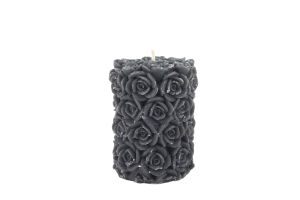 MİSSİ 7X8 CM GÜL KABARTMALI ANTRASİT MUM
