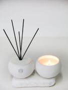 MİSSİ TAŞTAN YASEMİN SANDAL EKRU OVAL ODA KOKUSU VE VEGAN MUM SETİ