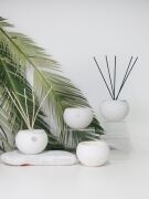 Taştan Yasemin Sandal Ekru Oval Oda Kokusu ve Vegan Mum Seti