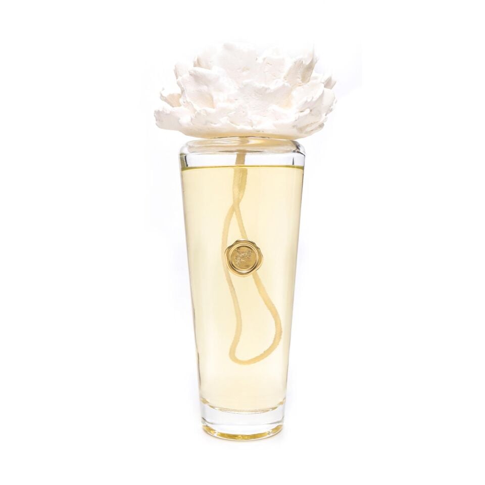 400 ml Konik Uzun Cam Şişe Seramik Taşlı White Jasmine Oda Kokusu