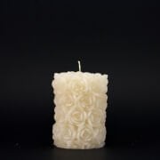 MİSSİ 7X8 GÜL KABARTMALI EKRU MUM
