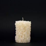 MİSSİ 7X8 GÜL KABARTMALI EKRU MUM