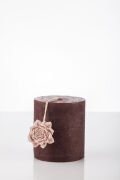 7X8 Gül Taşlı Bordo Silindir Mum