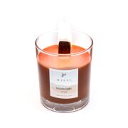 Ahşap Fitilli Dark Amber Kokulu Kahverengi Çıtırtılı Vegan Mum(Crackling)
