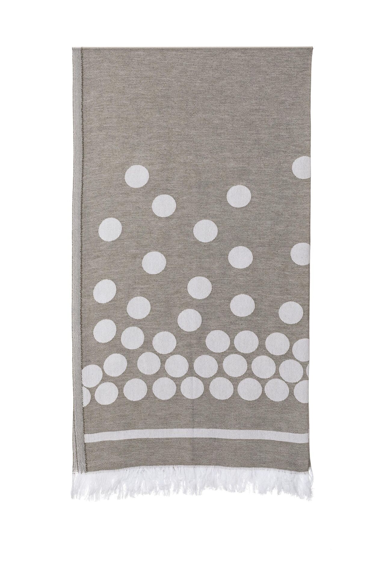 Haki Puantiye Jakarlı Pamuk Peştemal