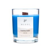 Ahşap Fitilli Aqua Mediterian Kokulu Mavi Çıtırtılı Vegan Mum(Crackling)