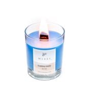 Ahşap Fitilli Aqua Mediterian Kokulu Mavi Çıtırtılı Vegan Mum(Crackling)