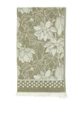 Yeşil Nilüfer Desen Jakarlı Pamuk Peştemal
