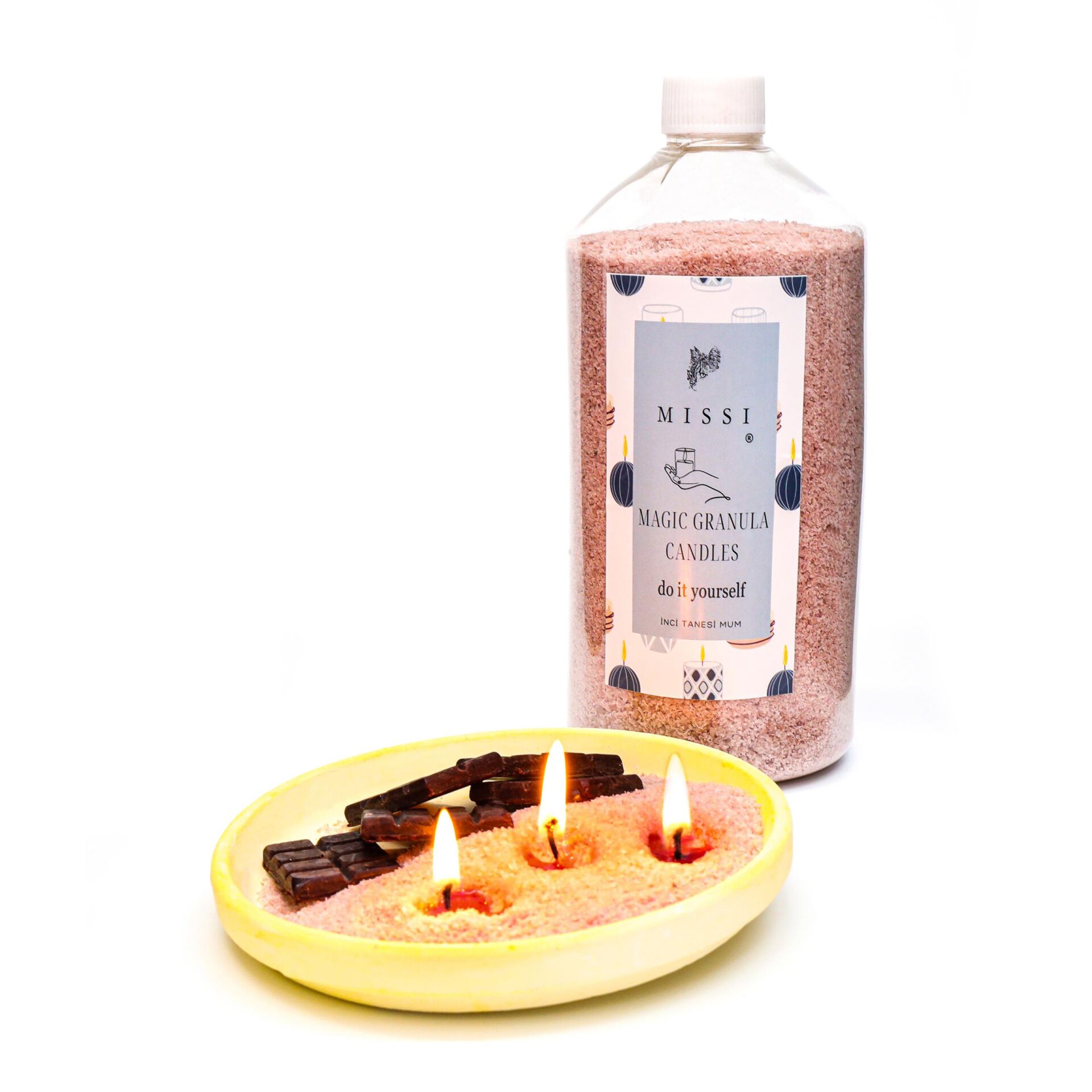 Yaratıcı İnci Tozu Black Vanilya Kokulu Taba Renk Mum (30 adet fitil ile birlikte)-400 gr