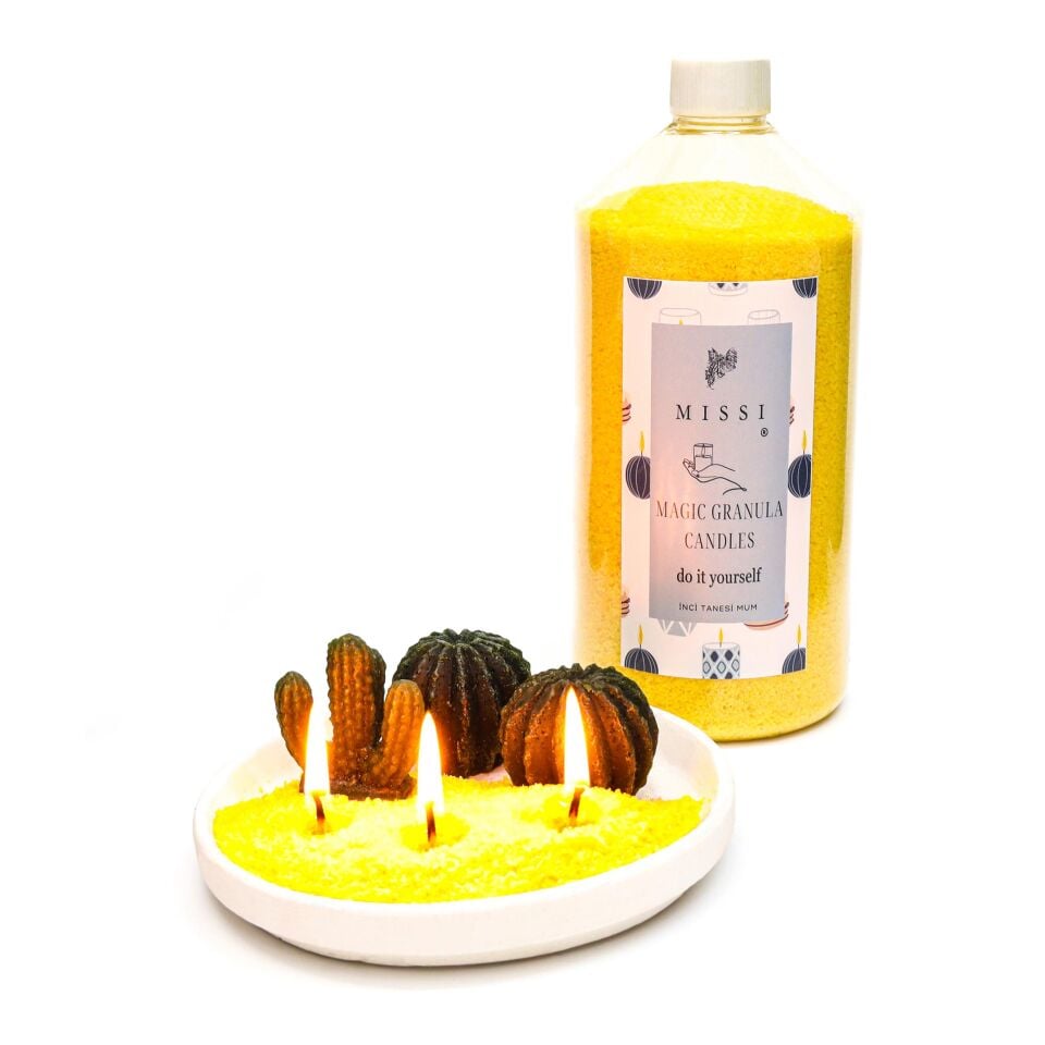 Yaratıcı İnci Tozu White Jasmin Kokulu Sarı Renk Mum (30 adet fitil ile birlikte)-400 gr